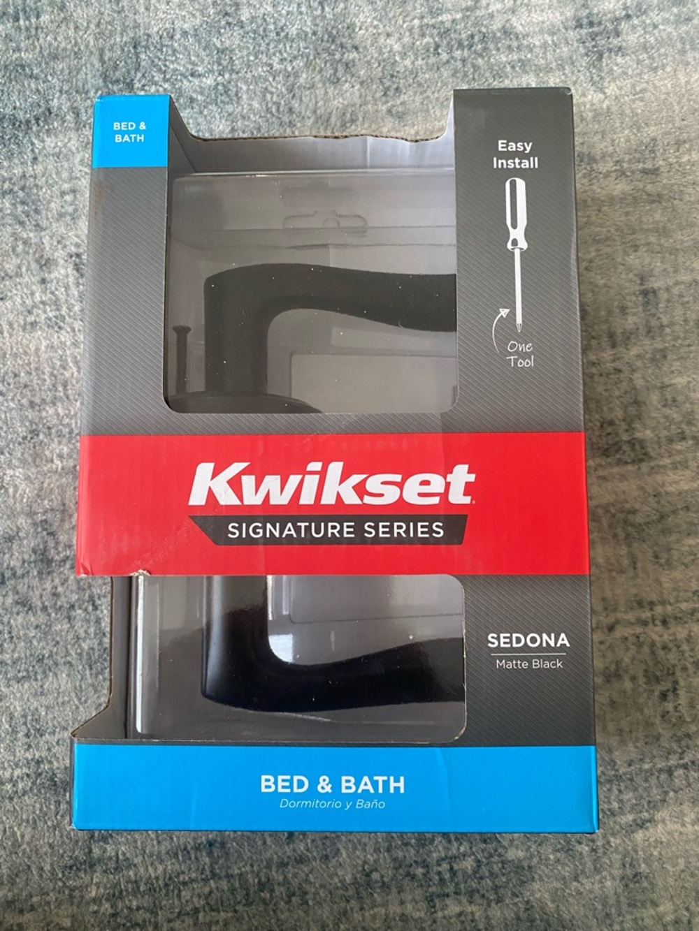 Kwikset Signature Series Sedona Matte Black Bed & Bath Lever